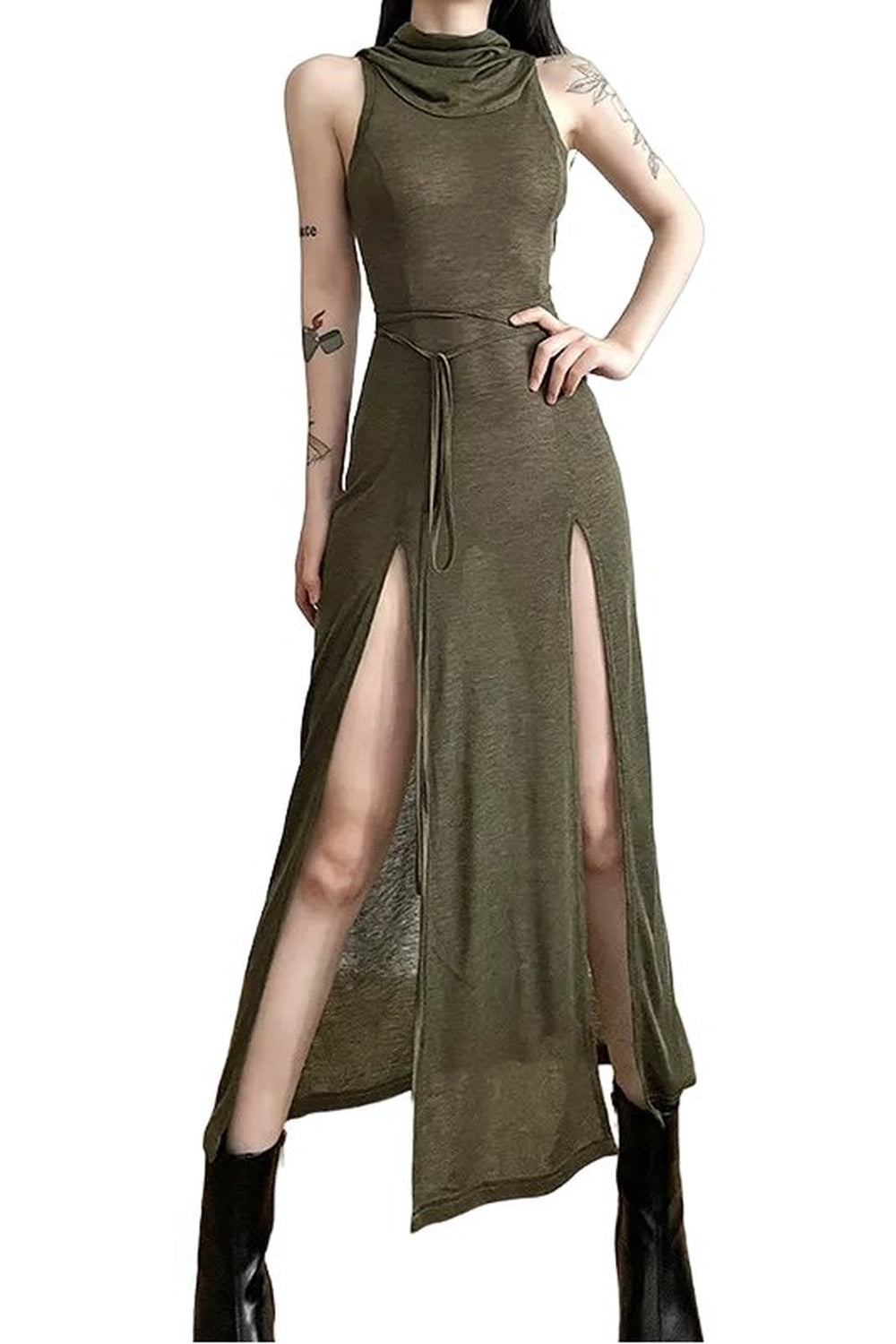 Y2k Gothic Punk Hollowed Midi Dress
