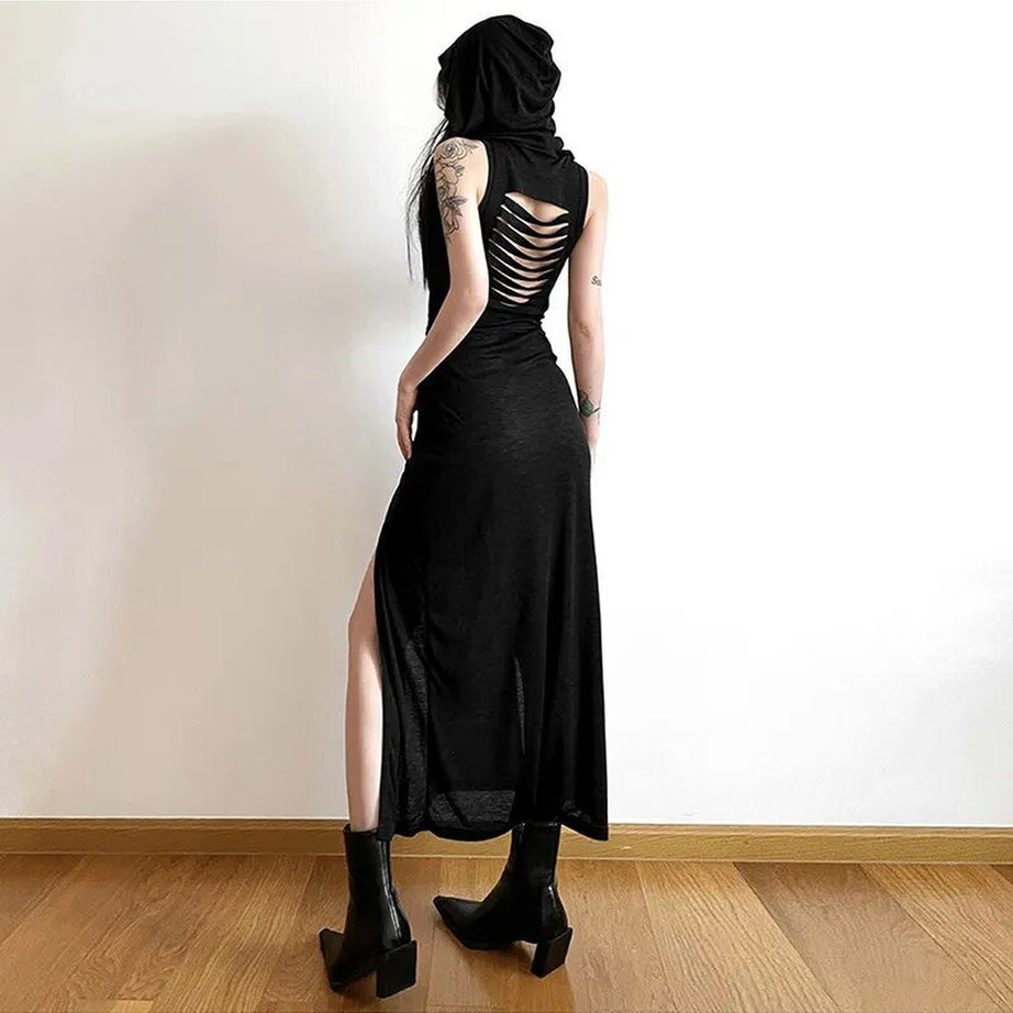 Y2k Gothic Punk Hollowed Midi Dress