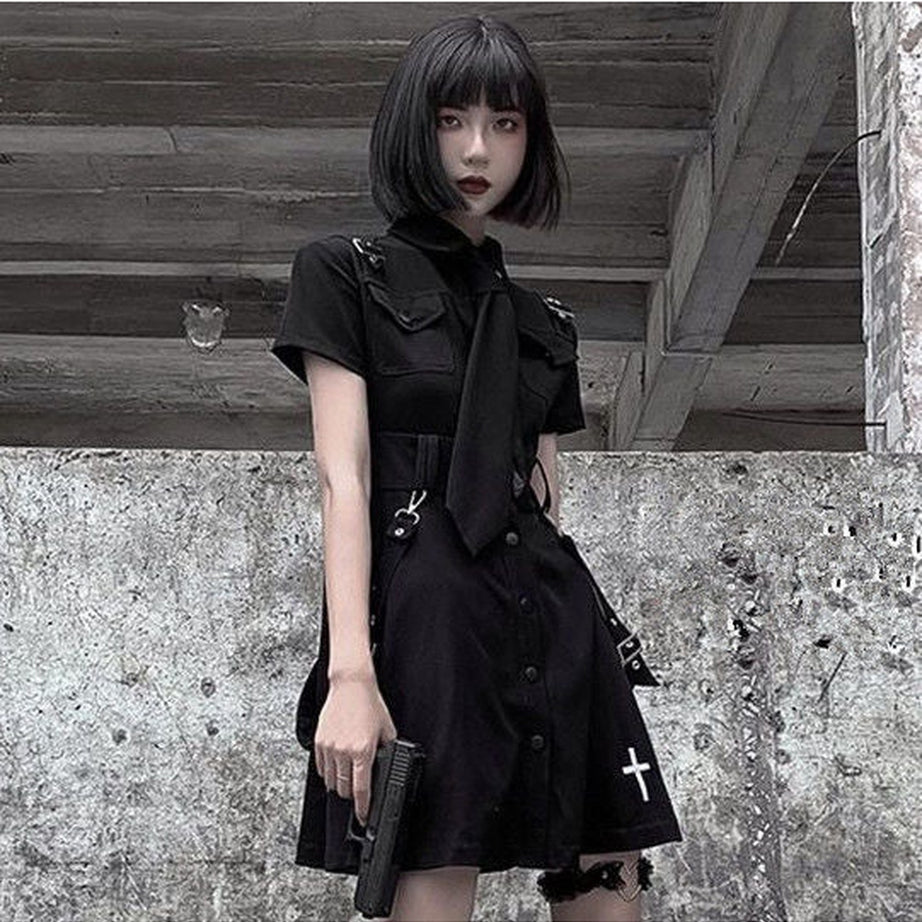 Y2k Gothic Punk Shirt Dress