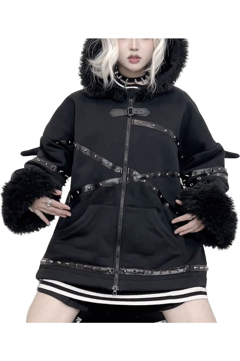 Y2k Gothic Rivet Cardigan Hoodie