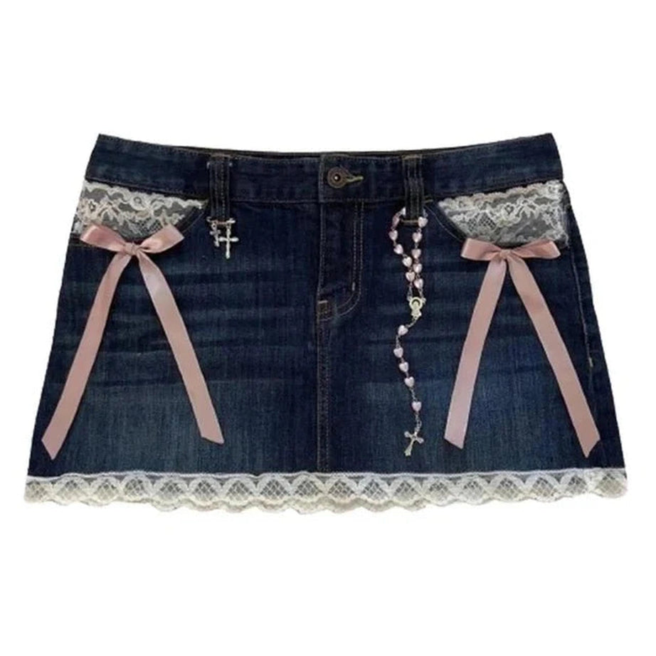 Y2k Gothic Rivets Denim Skirt