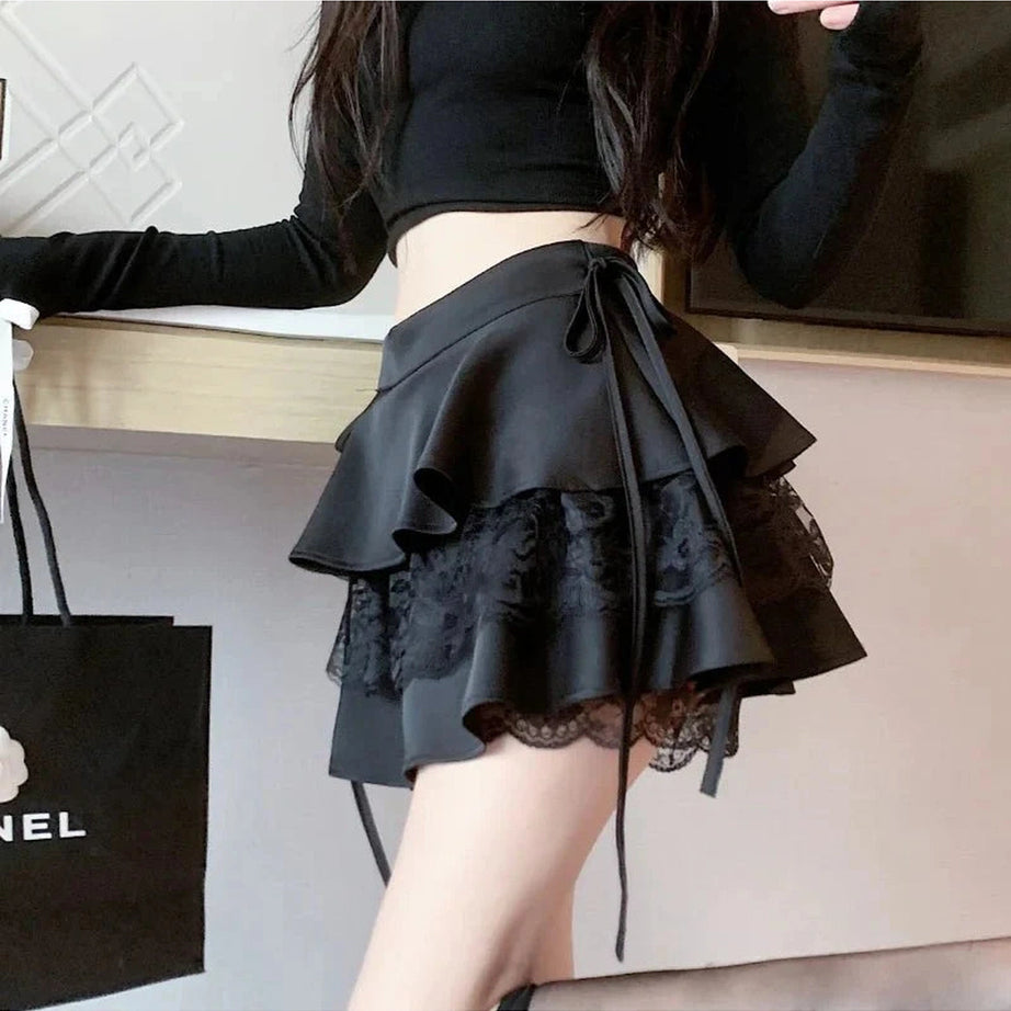 Y2k Gothic Ruffle Tiered Skirt