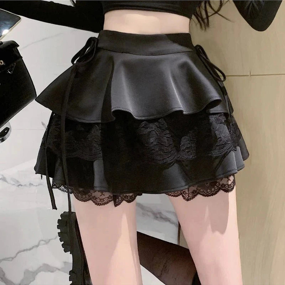 Y2k Gothic Ruffle Tiered Skirt