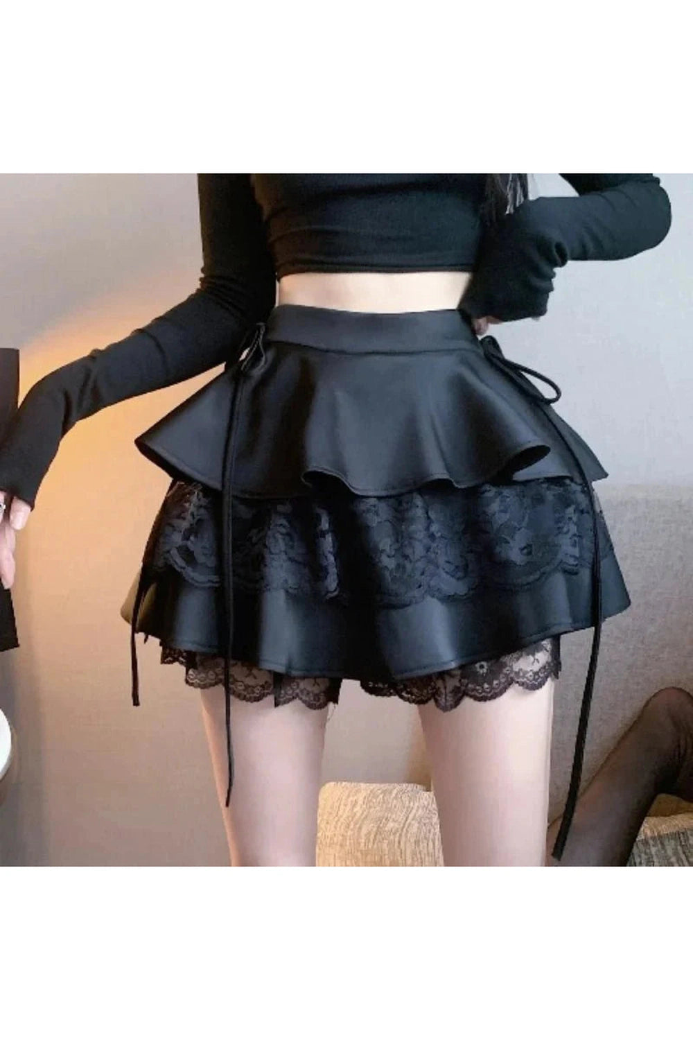 Y2k Gothic Ruffle Tiered Skirt