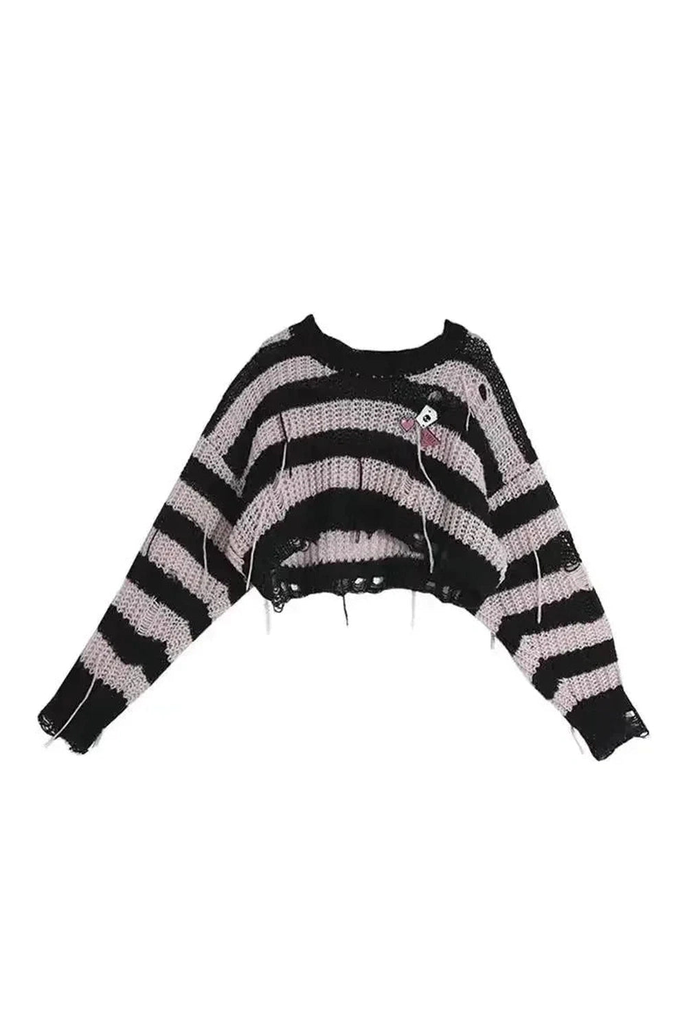 Y2k Gothic Striped Crop Knit Pullover