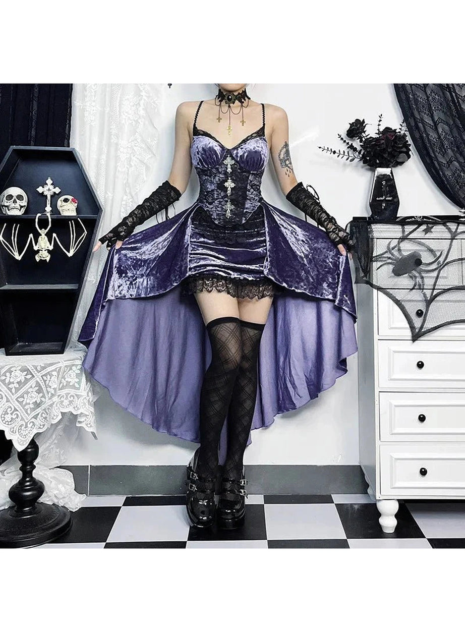 Y2k Gothic Velvet A-line Evening Dress