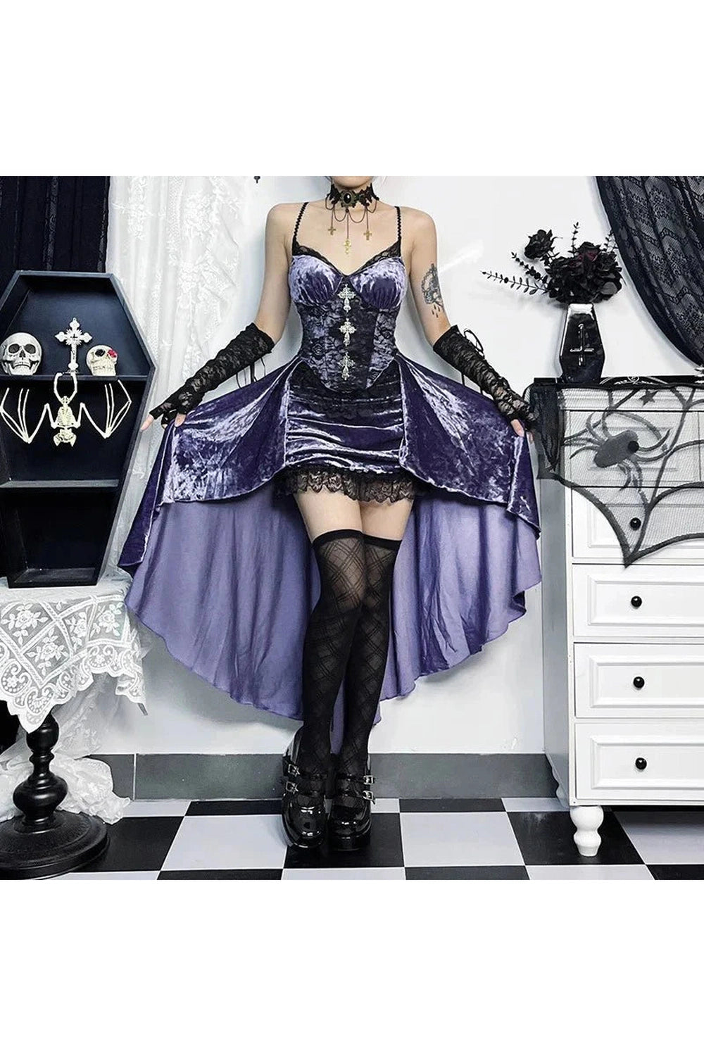 Y2k Gothic Velvet A-line Evening Dress