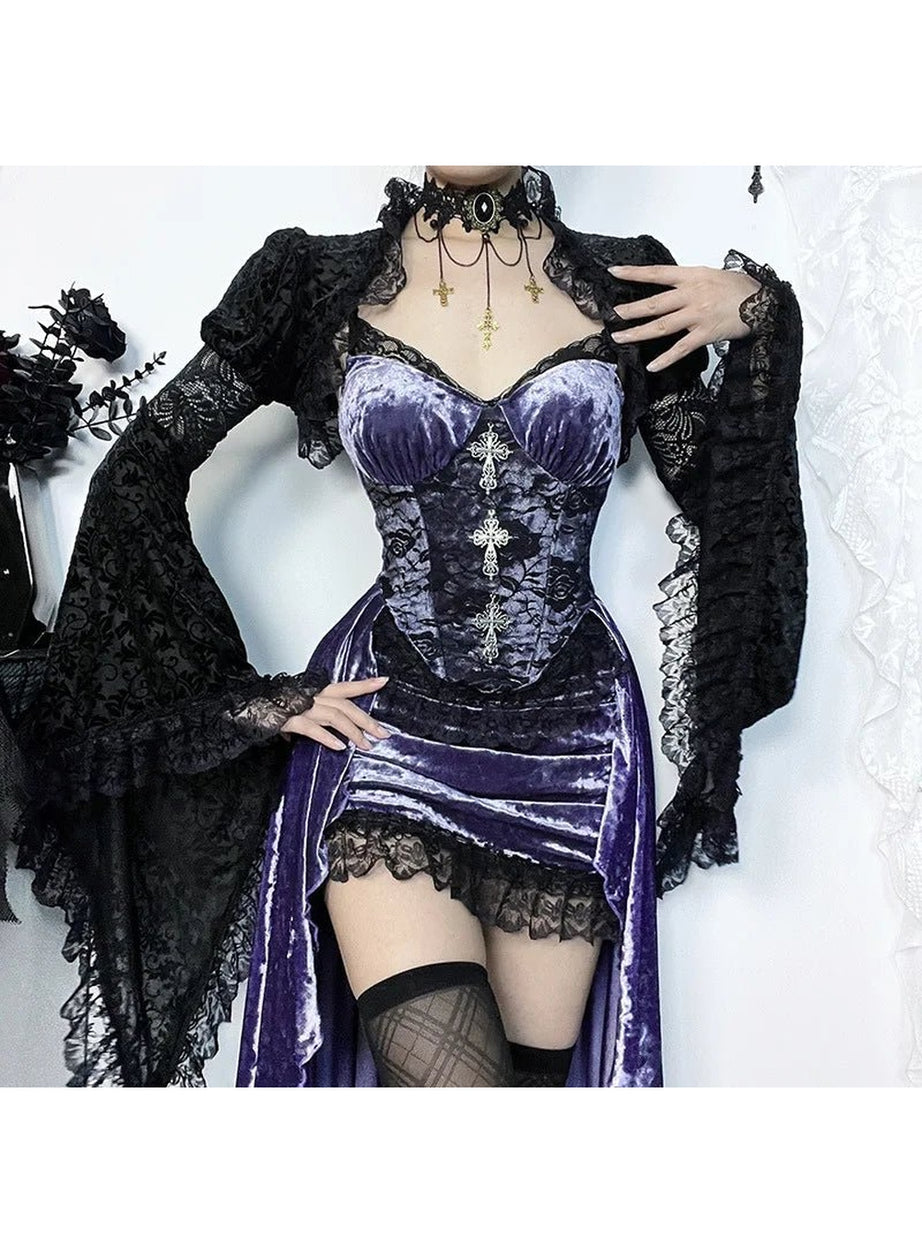 Y2k Gothic Velvet A-line Evening Dress