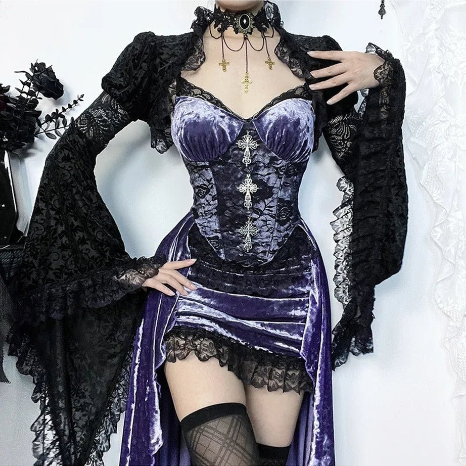 Y2k Gothic Velvet A-line Evening Dress