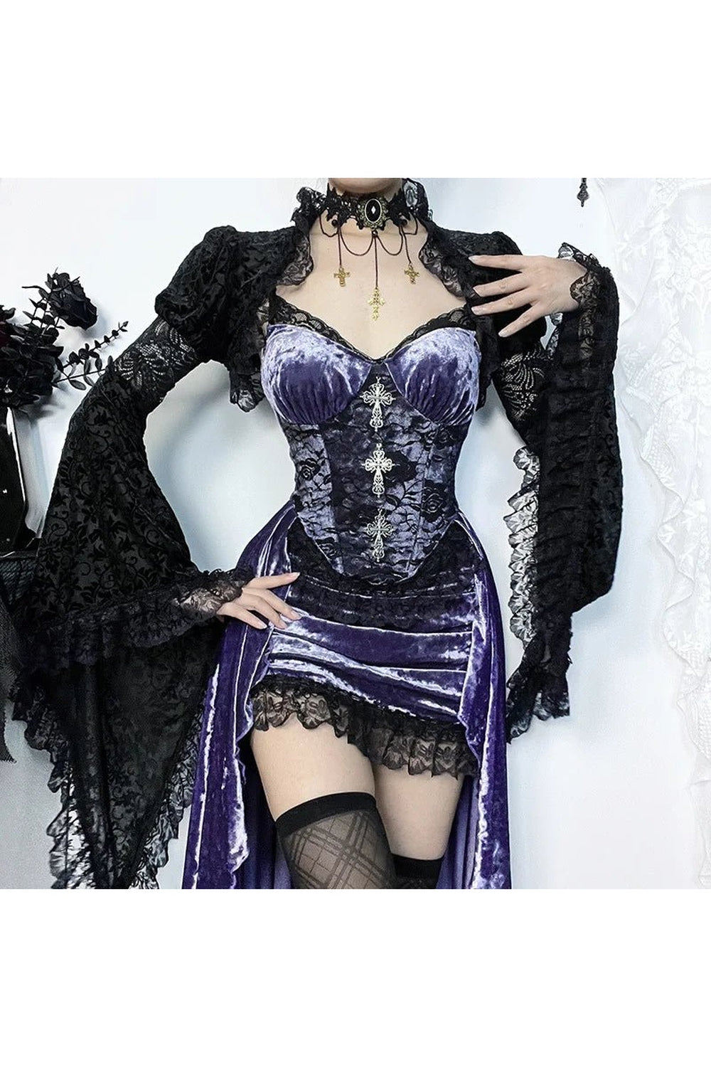 Y2k Gothic Velvet A-line Evening Dress