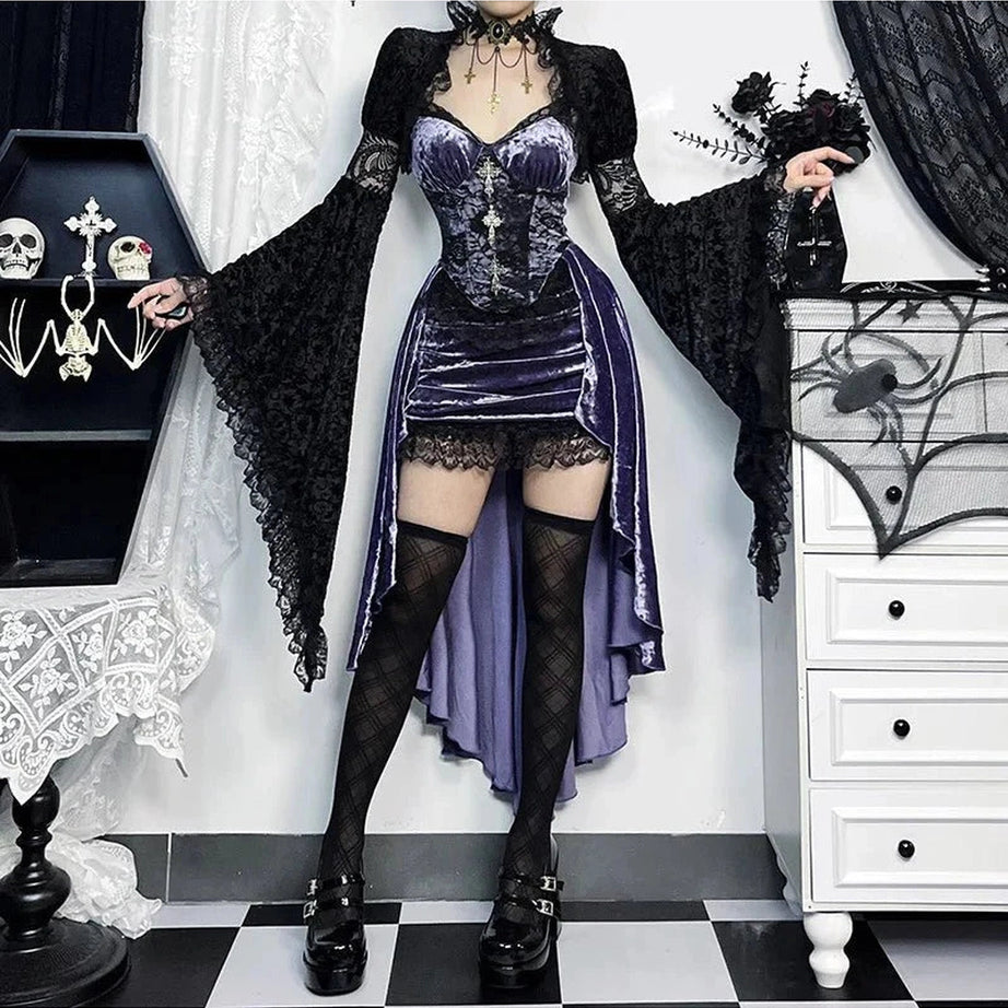 Y2k Gothic Velvet A-line Evening Dress