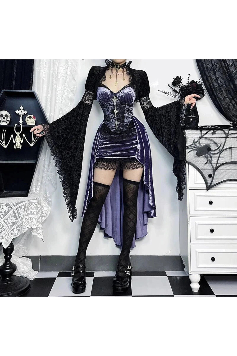 Y2k Gothic Velvet A-line Evening Dress