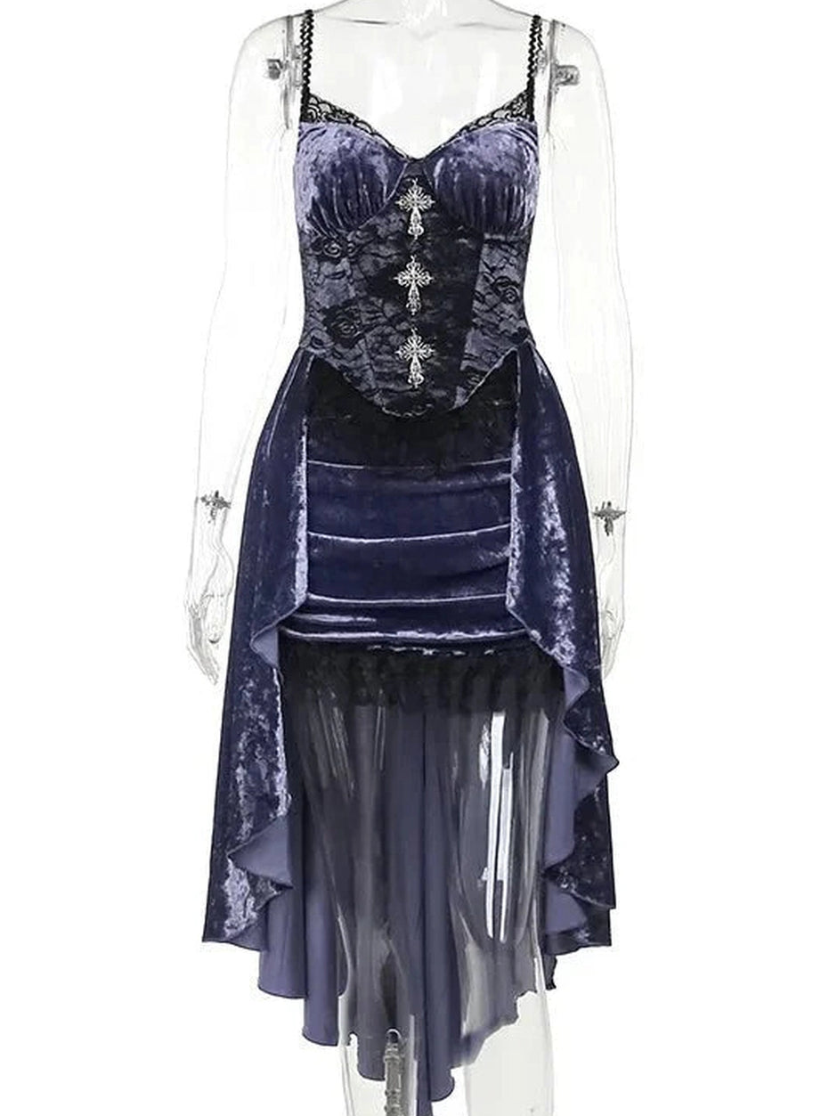 Y2k Gothic Velvet A-line Evening Dress