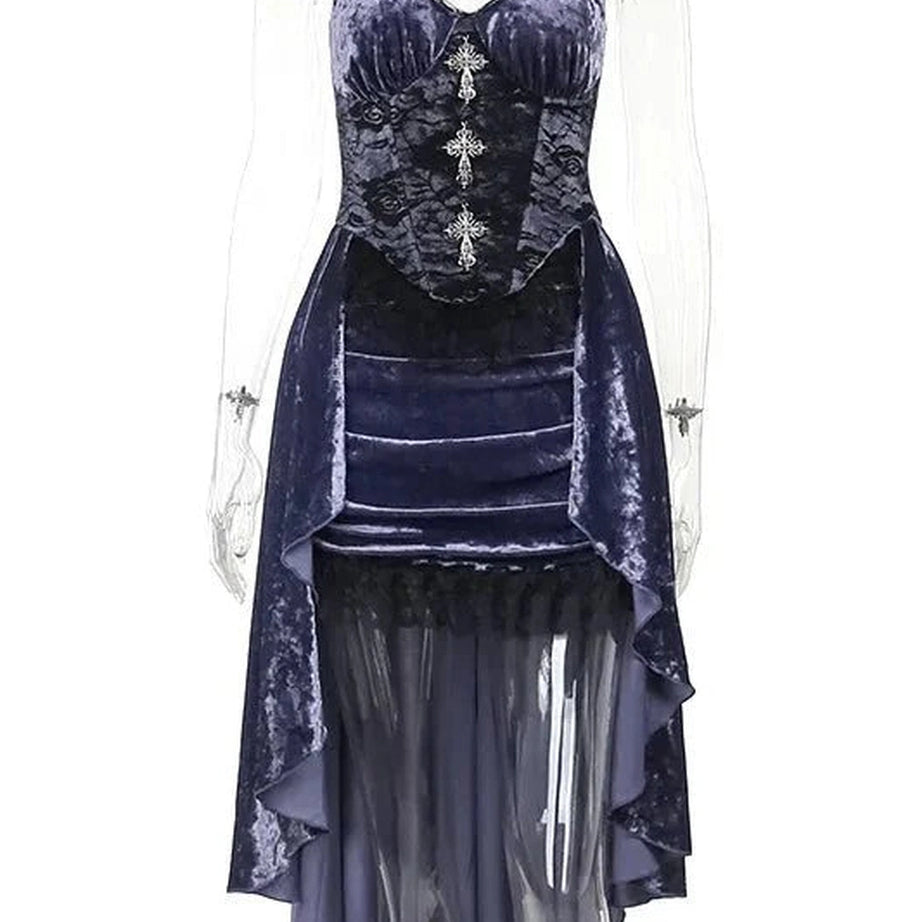 Y2k Gothic Velvet A-line Evening Dress