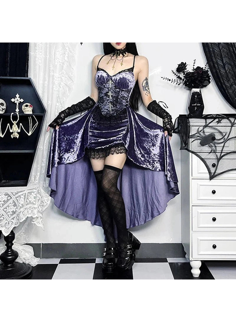 Y2k Gothic Velvet A-line Evening Dress