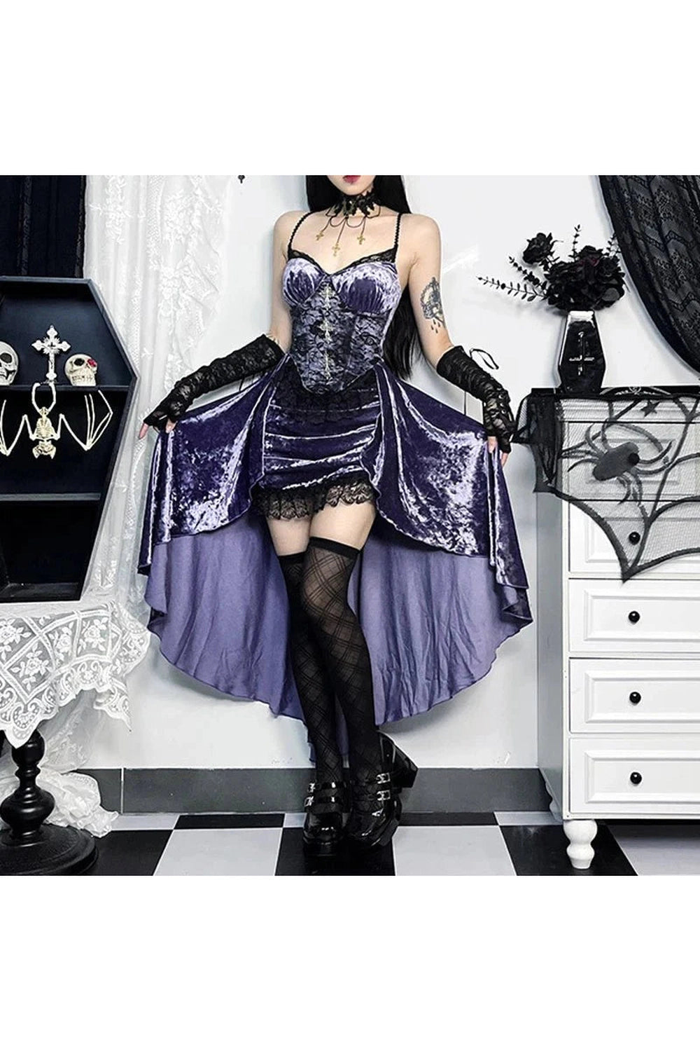 Y2k Gothic Velvet A-line Evening Dress