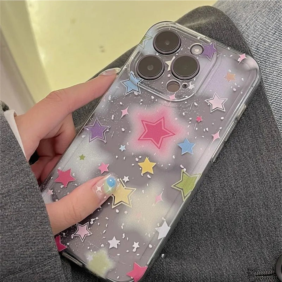 Y2k Gradient Star Clear Phone Case
