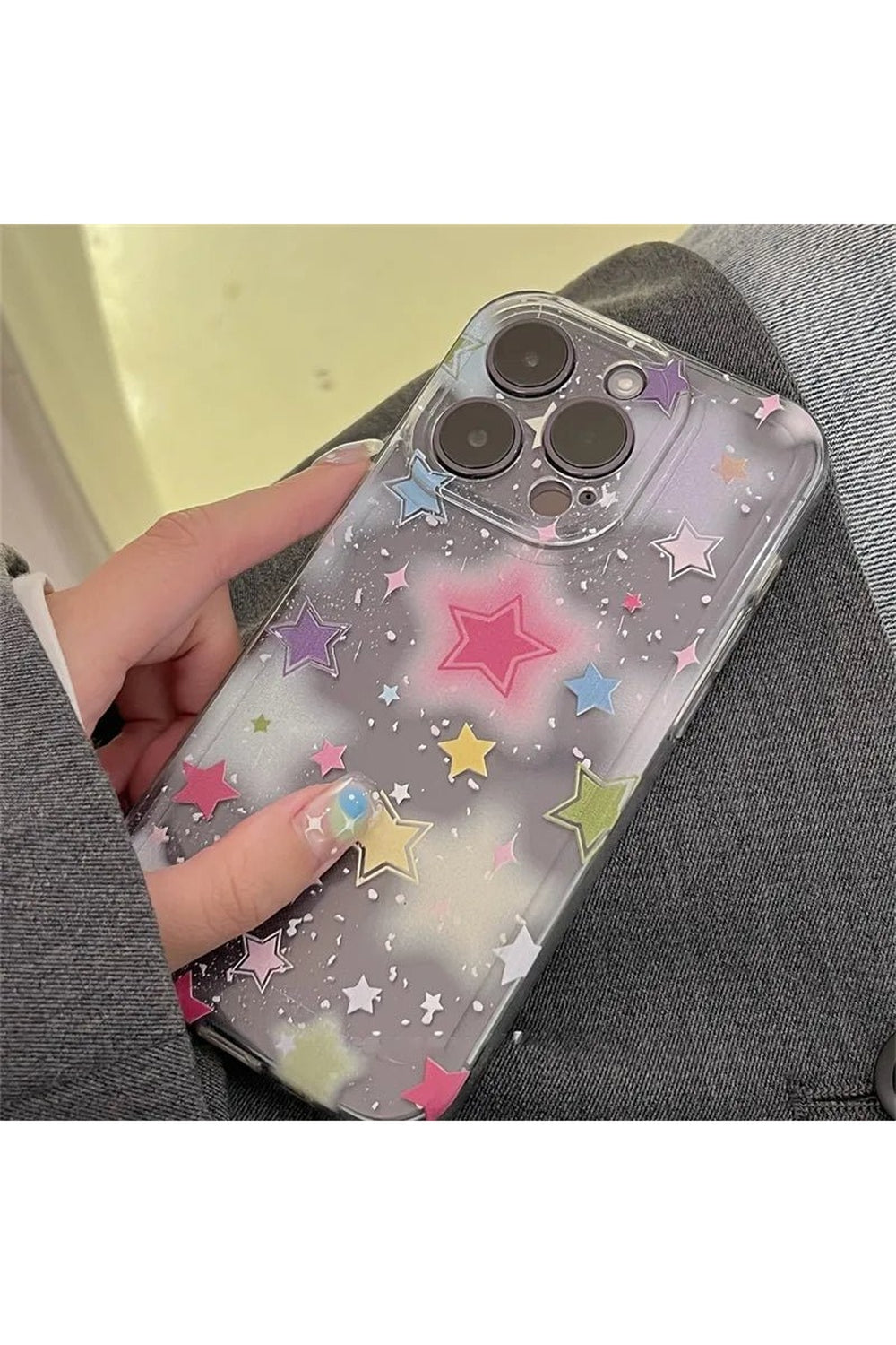 Y2k Gradient Star Clear Phone Case