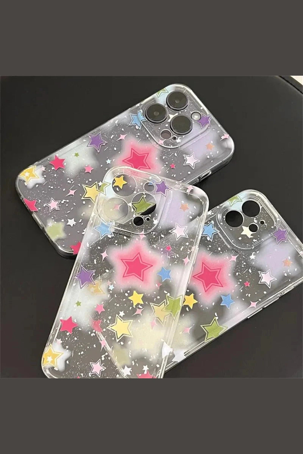 Y2k Gradient Star Clear Phone Case