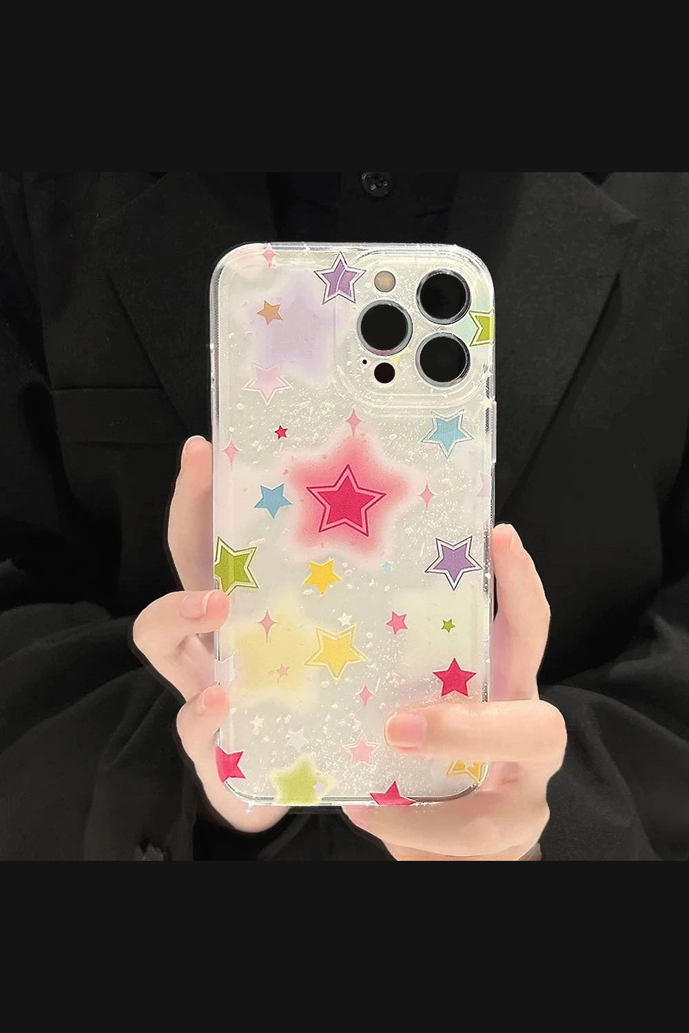 Y2k Gradient Star Clear Phone Case