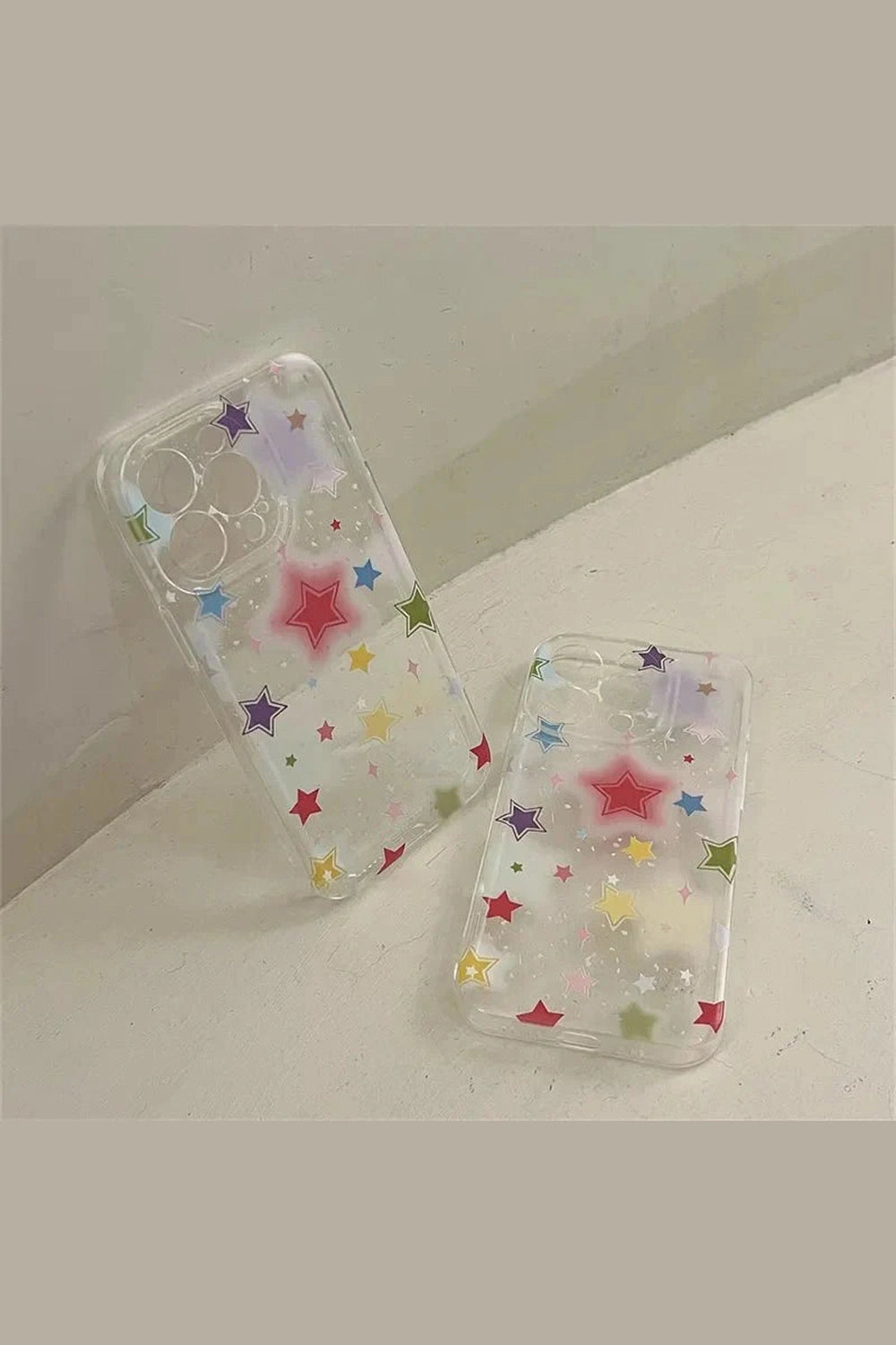 Y2k Gradient Star Clear Phone Case