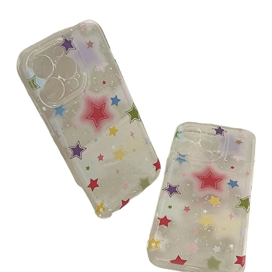 Y2k Gradient Star Clear Phone Case