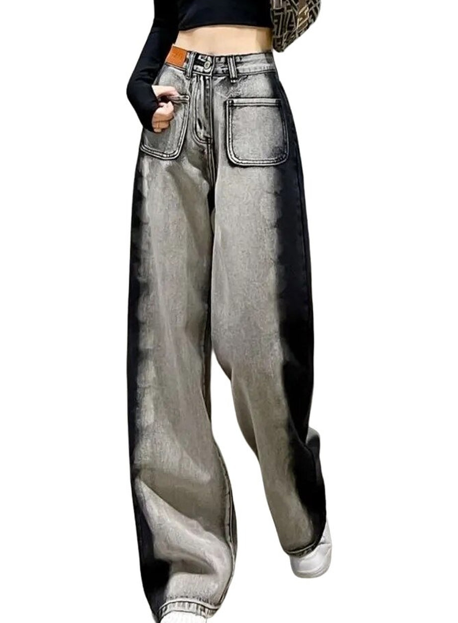 Y2k Gray-Black Stripe Street Jeans