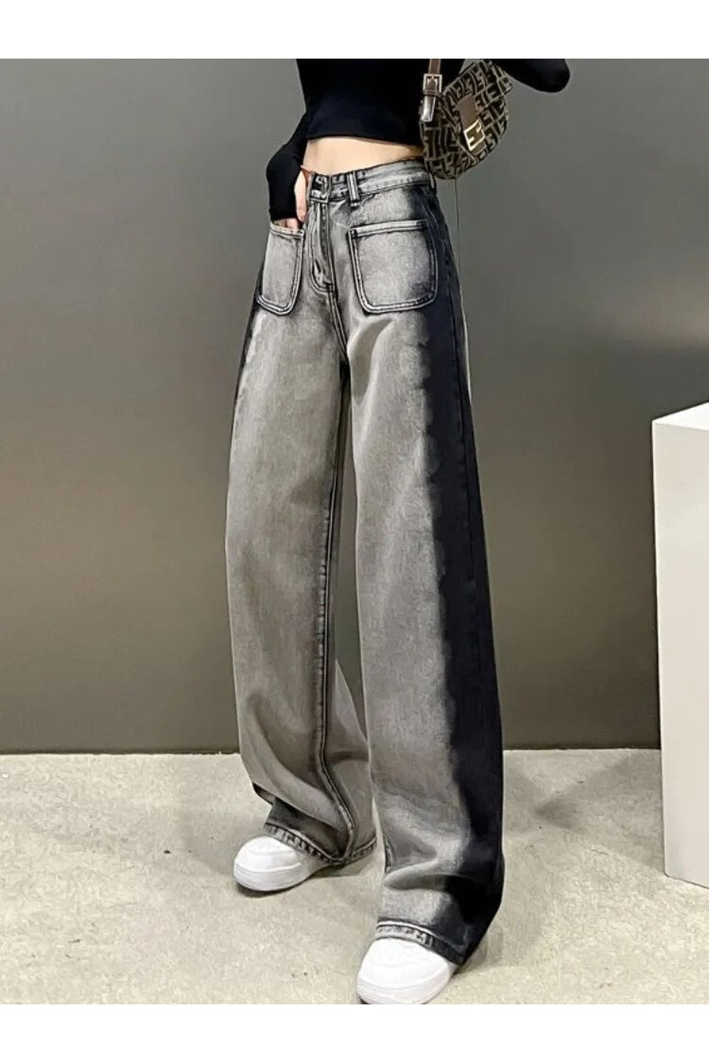 Y2k Gray-Black Stripe Street Jeans