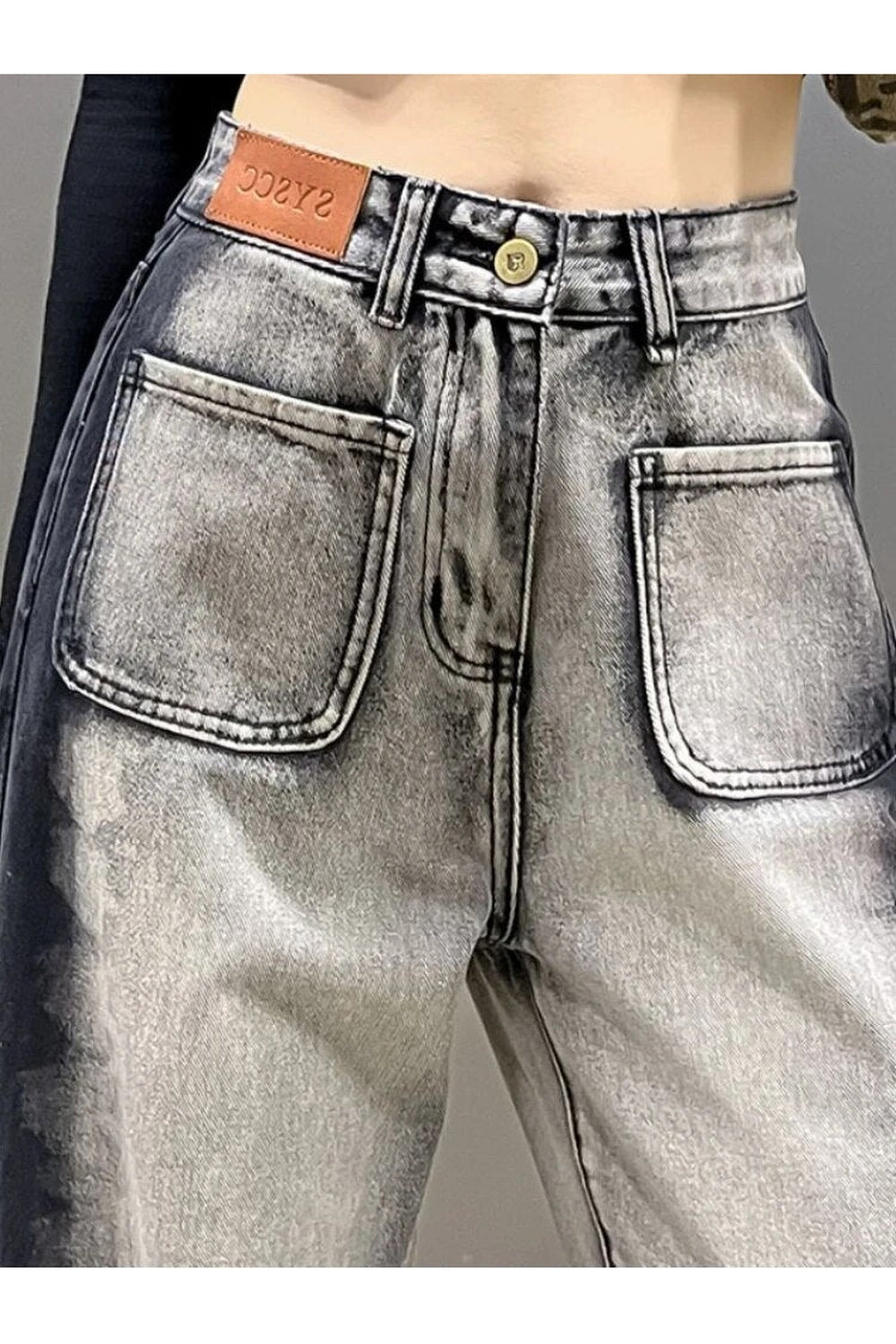 Y2k Gray-Black Stripe Street Jeans