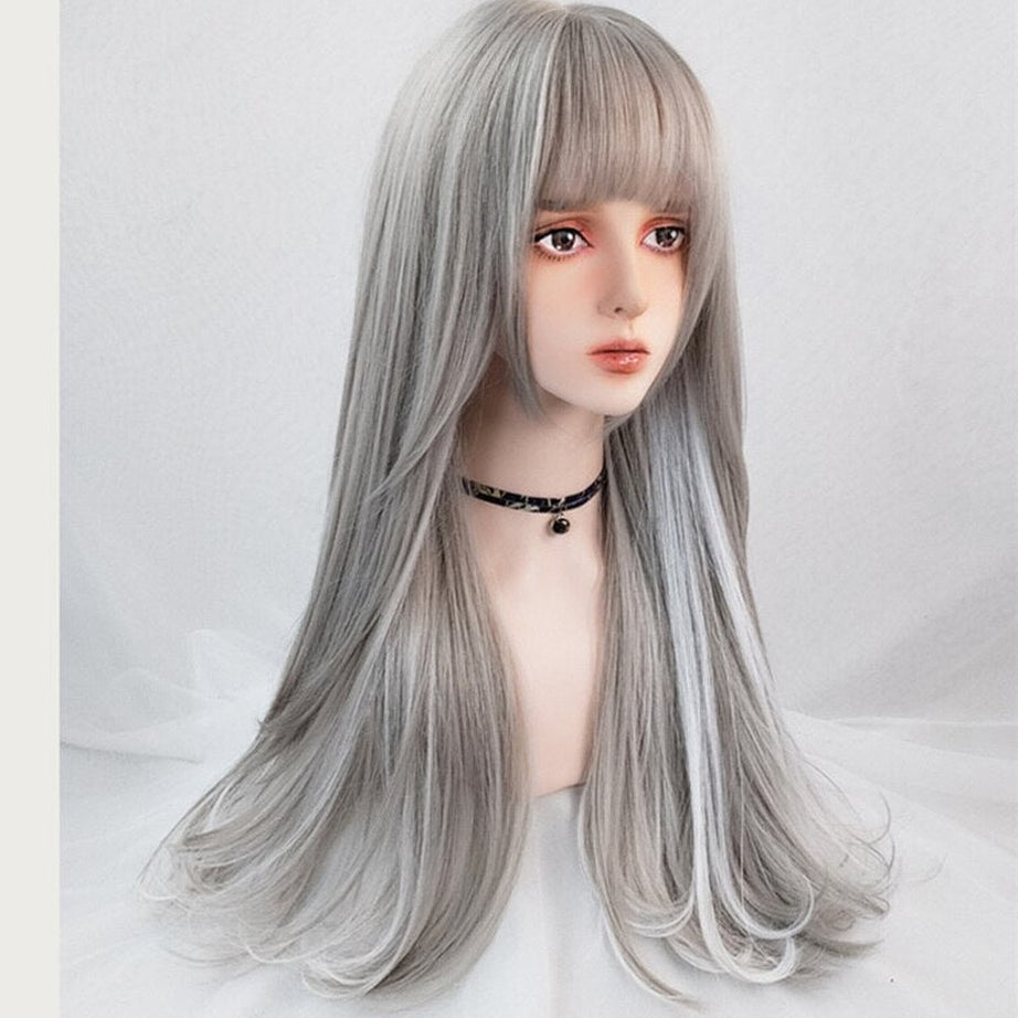 Y2k Gray Highlight Long Wig