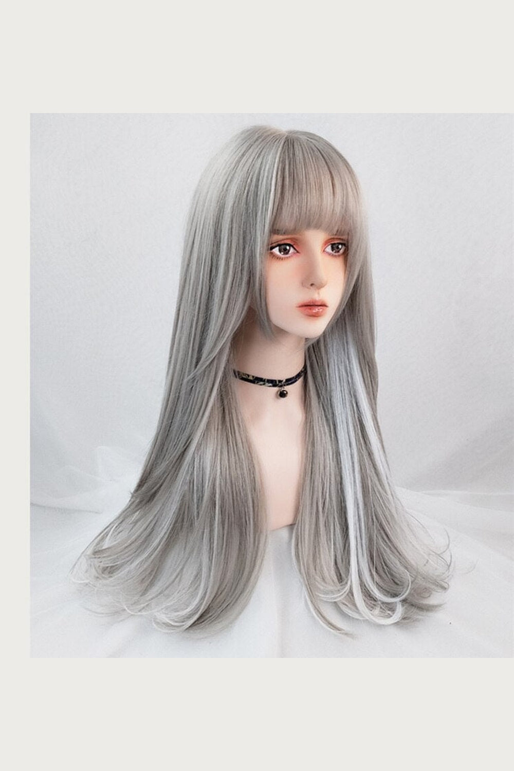 Y2k Gray Highlight Long Wig
