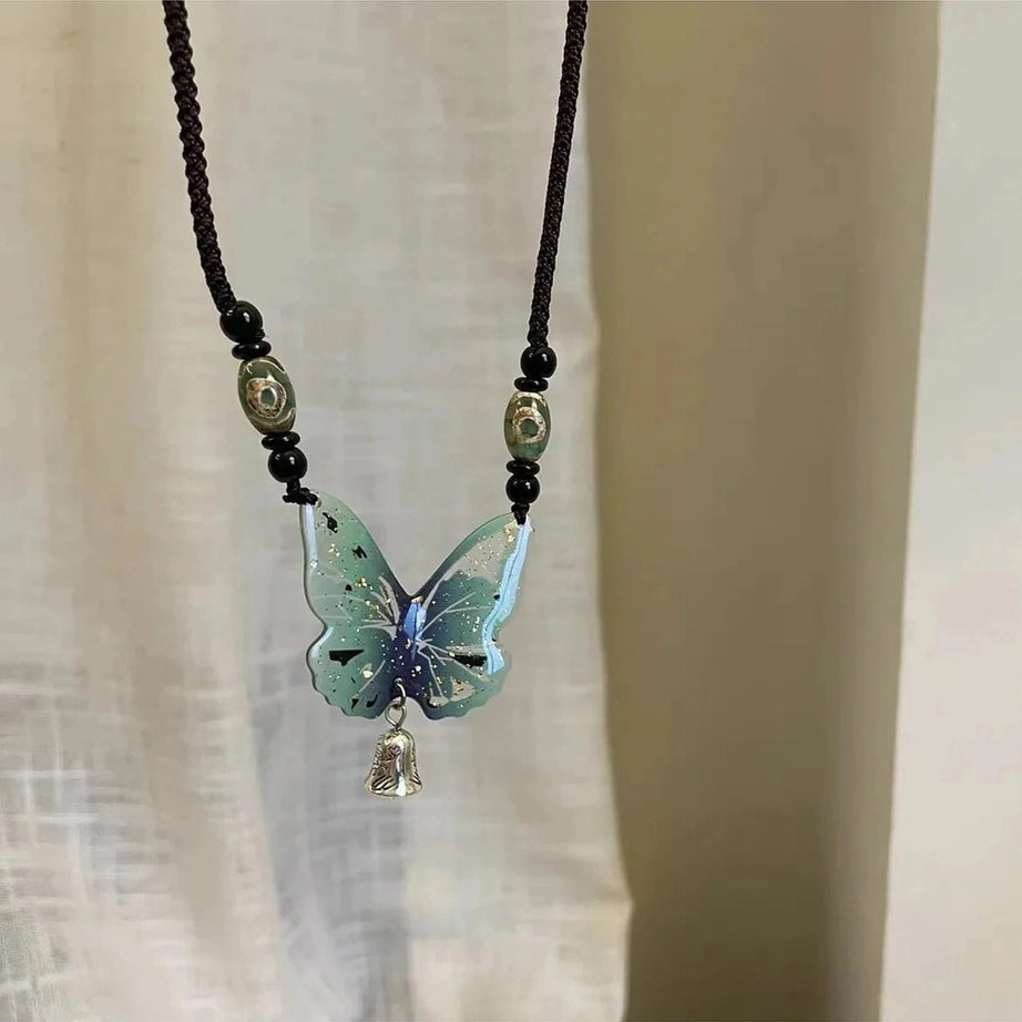 Y2k Green Butterfly Necklace