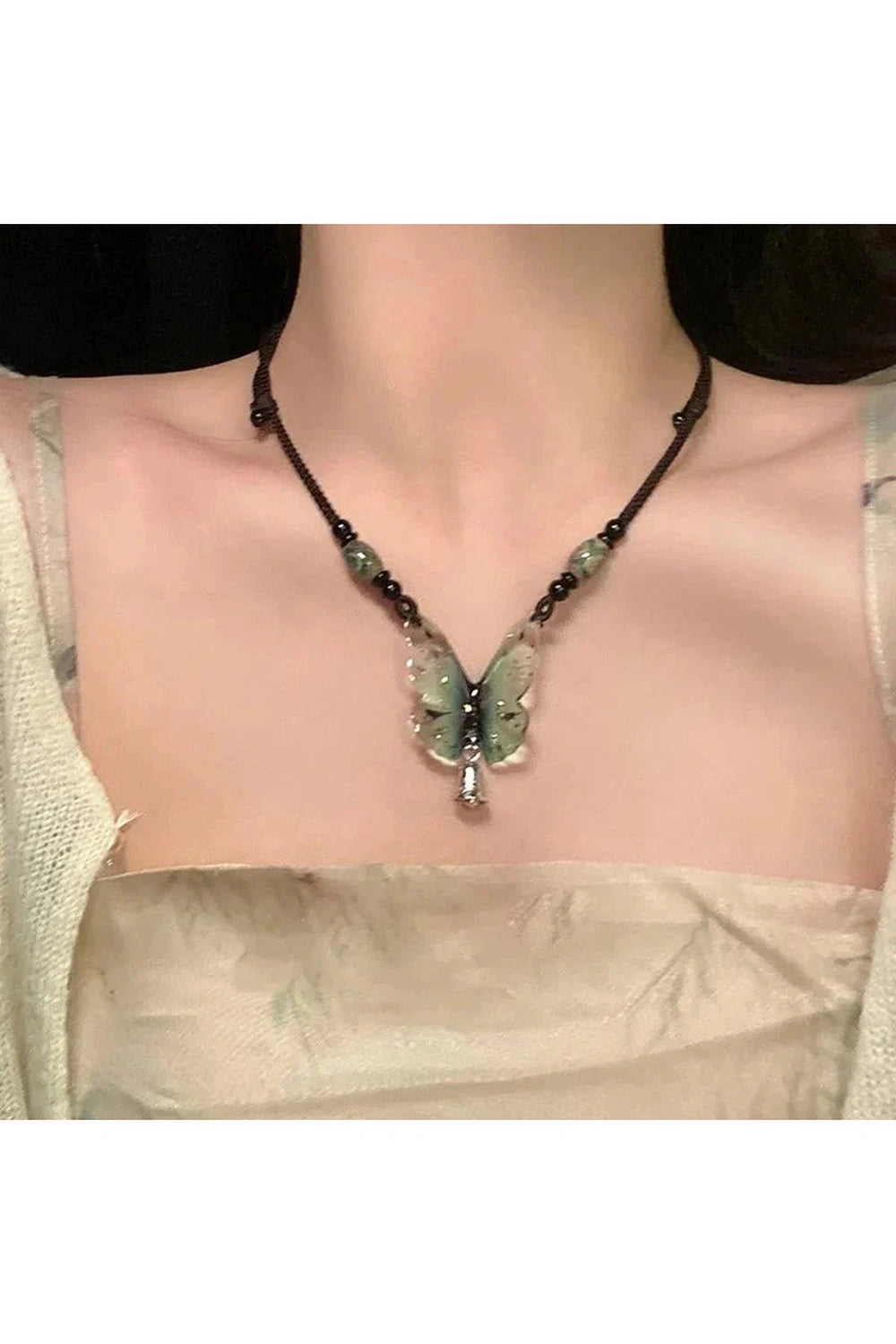 Y2k Green Butterfly Necklace