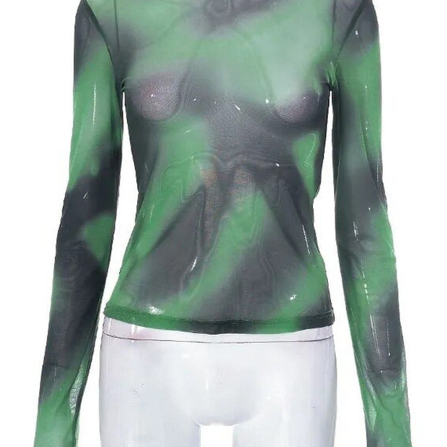 Y2k Green Lace Mesh Grunge T-shirt