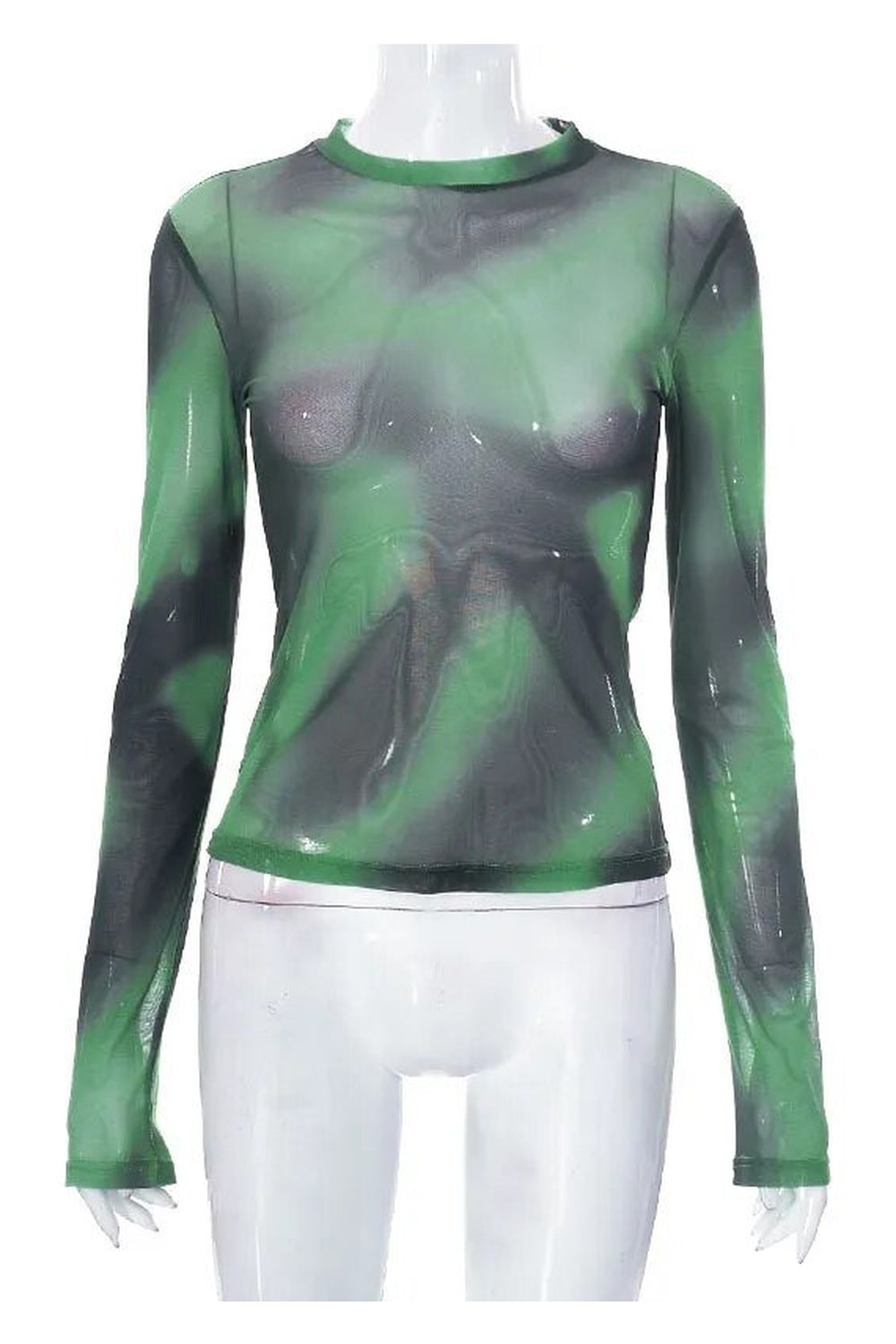 Y2k Green Lace Mesh Grunge T-shirt