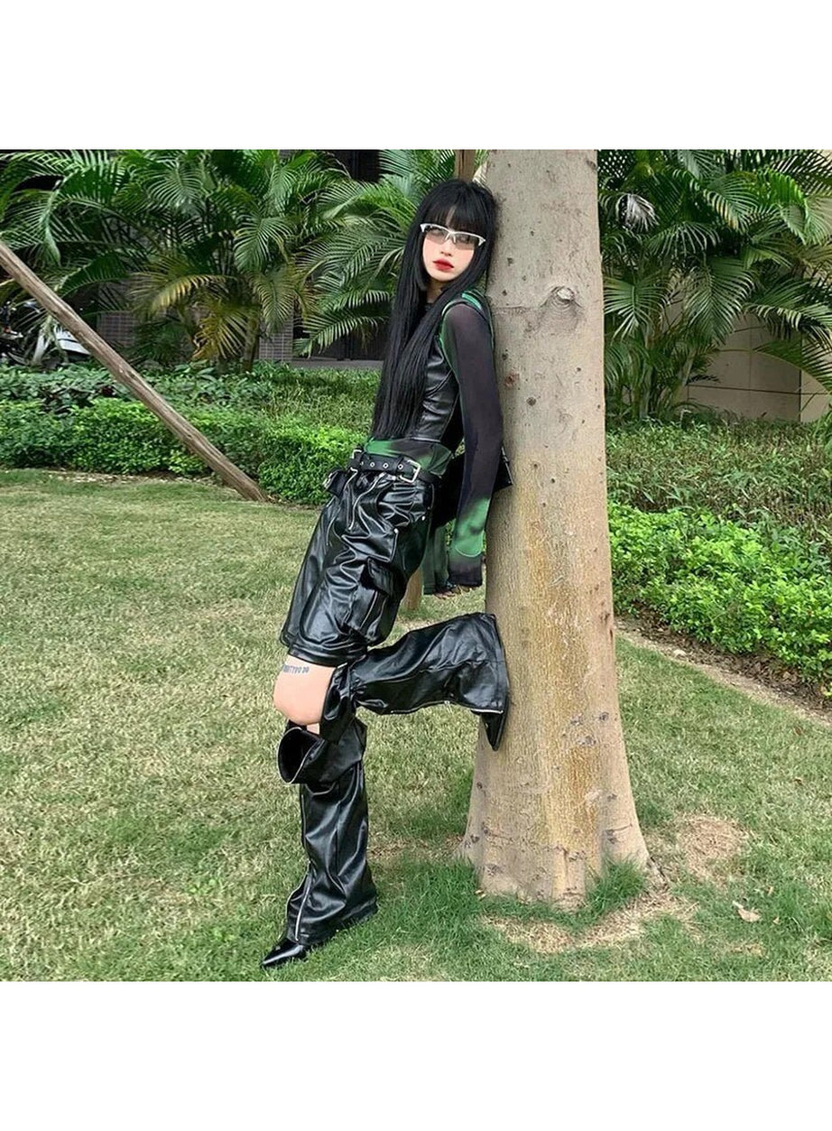 Y2k Green Lace Mesh Grunge T-shirt