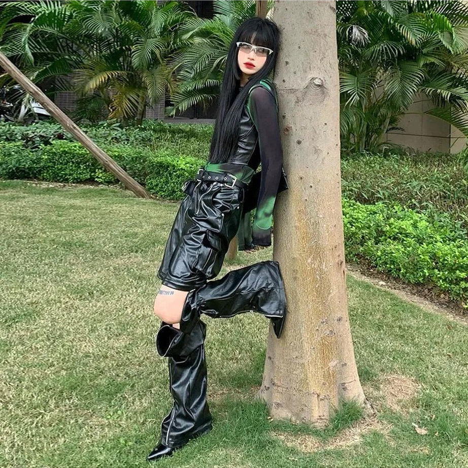 Y2k Green Lace Mesh Grunge T-shirt