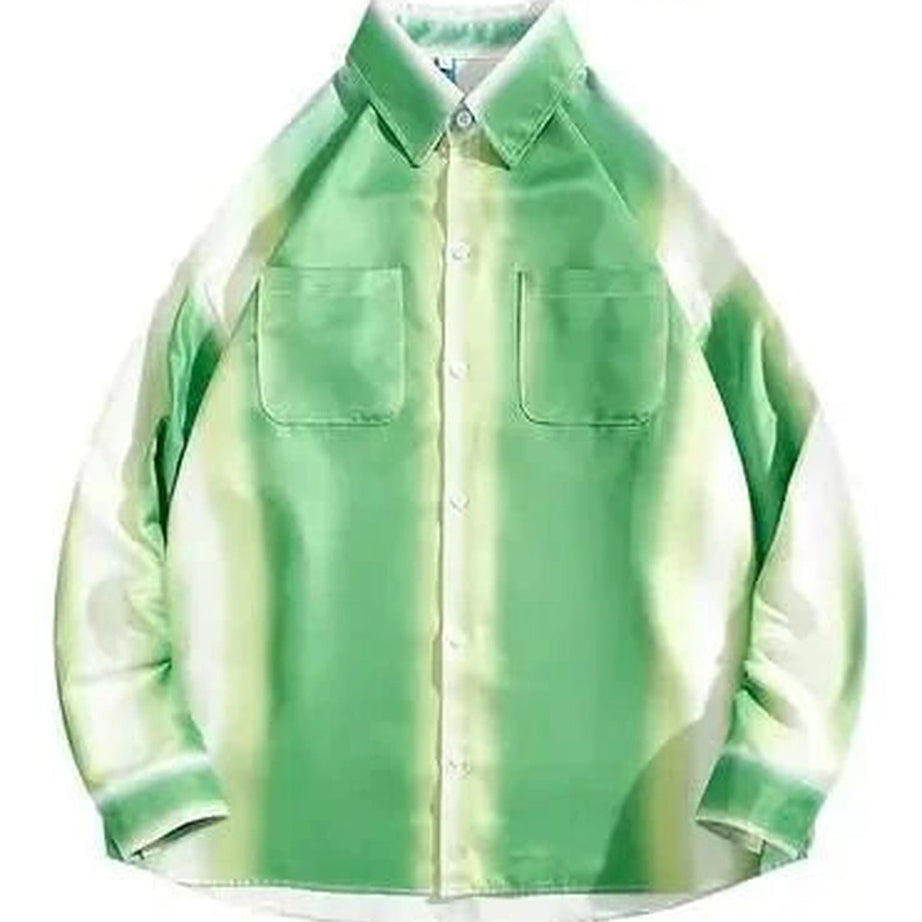 Y2k Green Ombre Button-Up Shirt