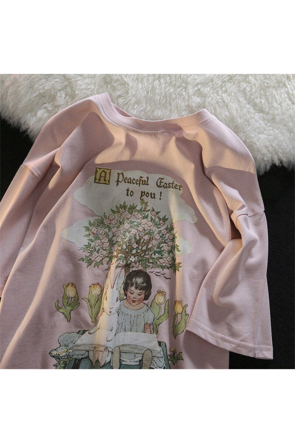 Y2k Green Pink Tops Rabbit T-shirt