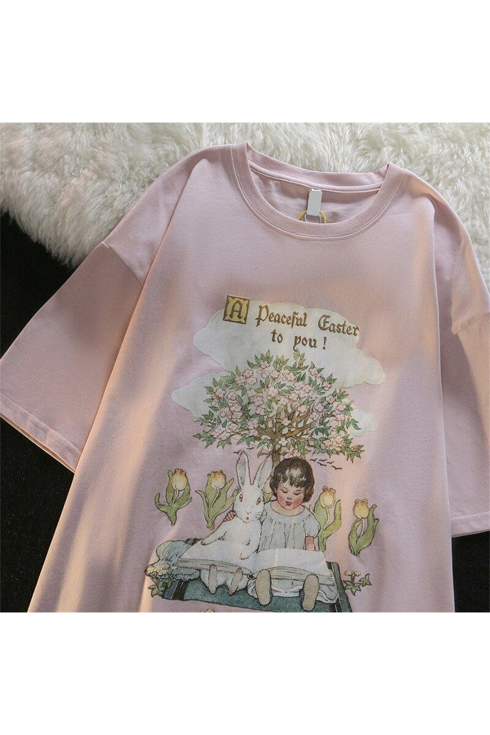 Y2k Green Pink Tops Rabbit T-shirt