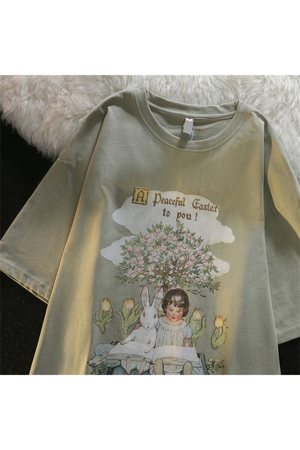Y2k Green Pink Tops Rabbit T-shirt