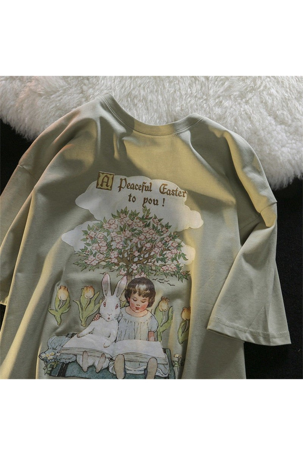 Y2k Green Pink Tops Rabbit T-shirt