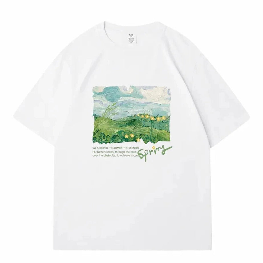 Y2k Green Print Oversized Street T-shirt