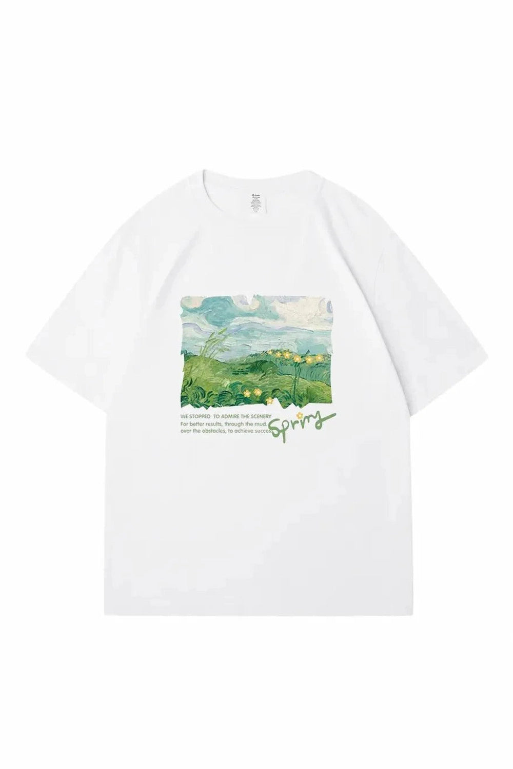 Y2k Green Print Oversized Street T-shirt