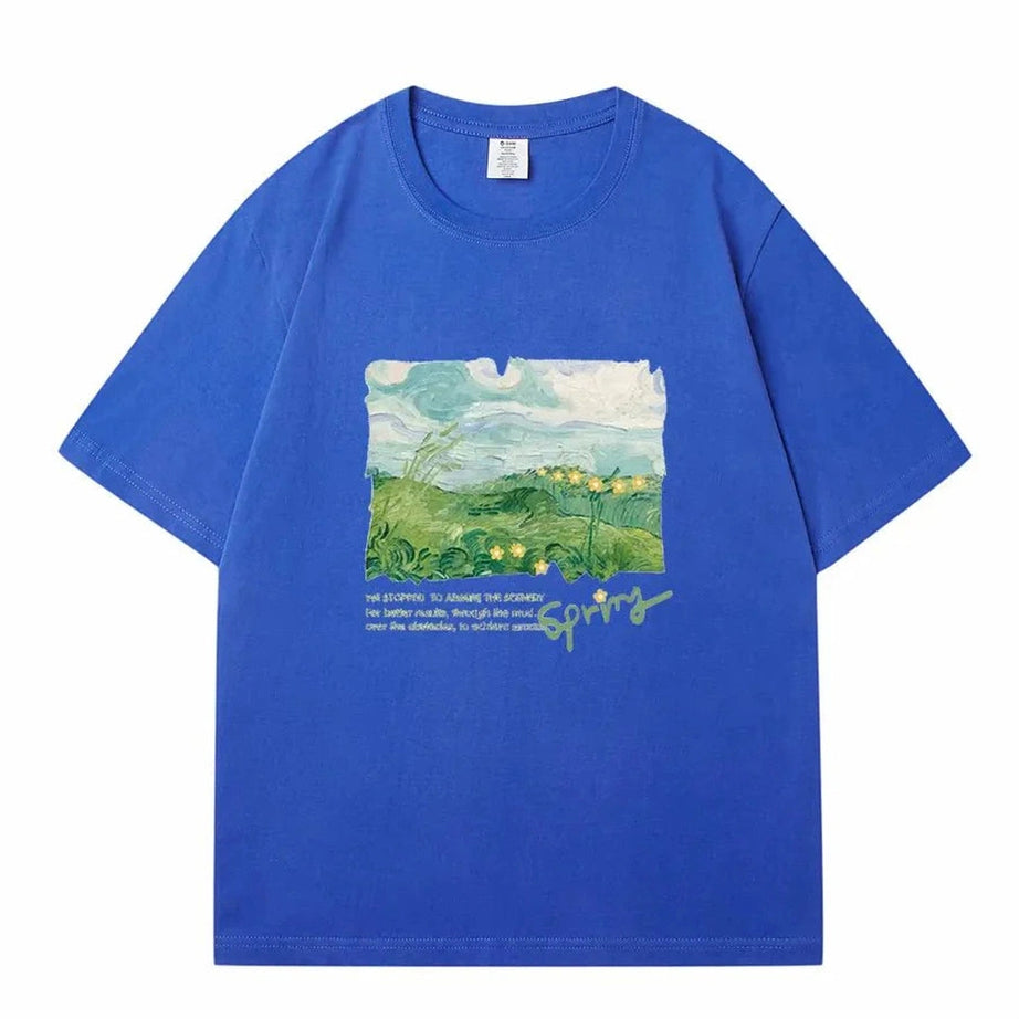 Y2k Green Print Oversized Street T-shirt