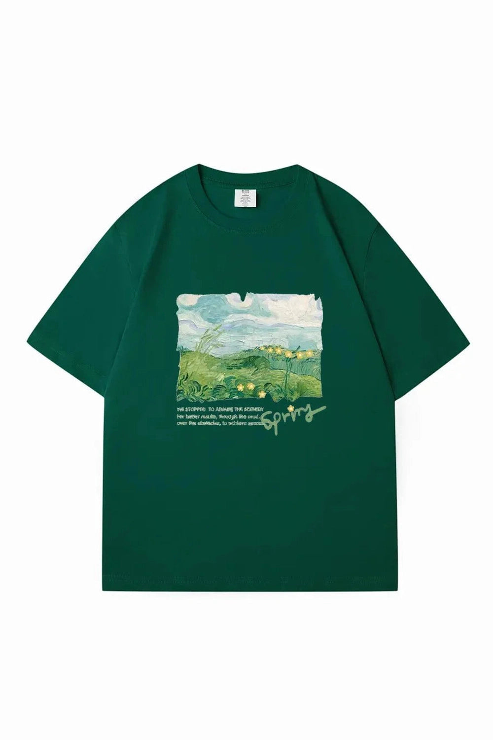 Y2k Green Print Oversized Street T-shirt