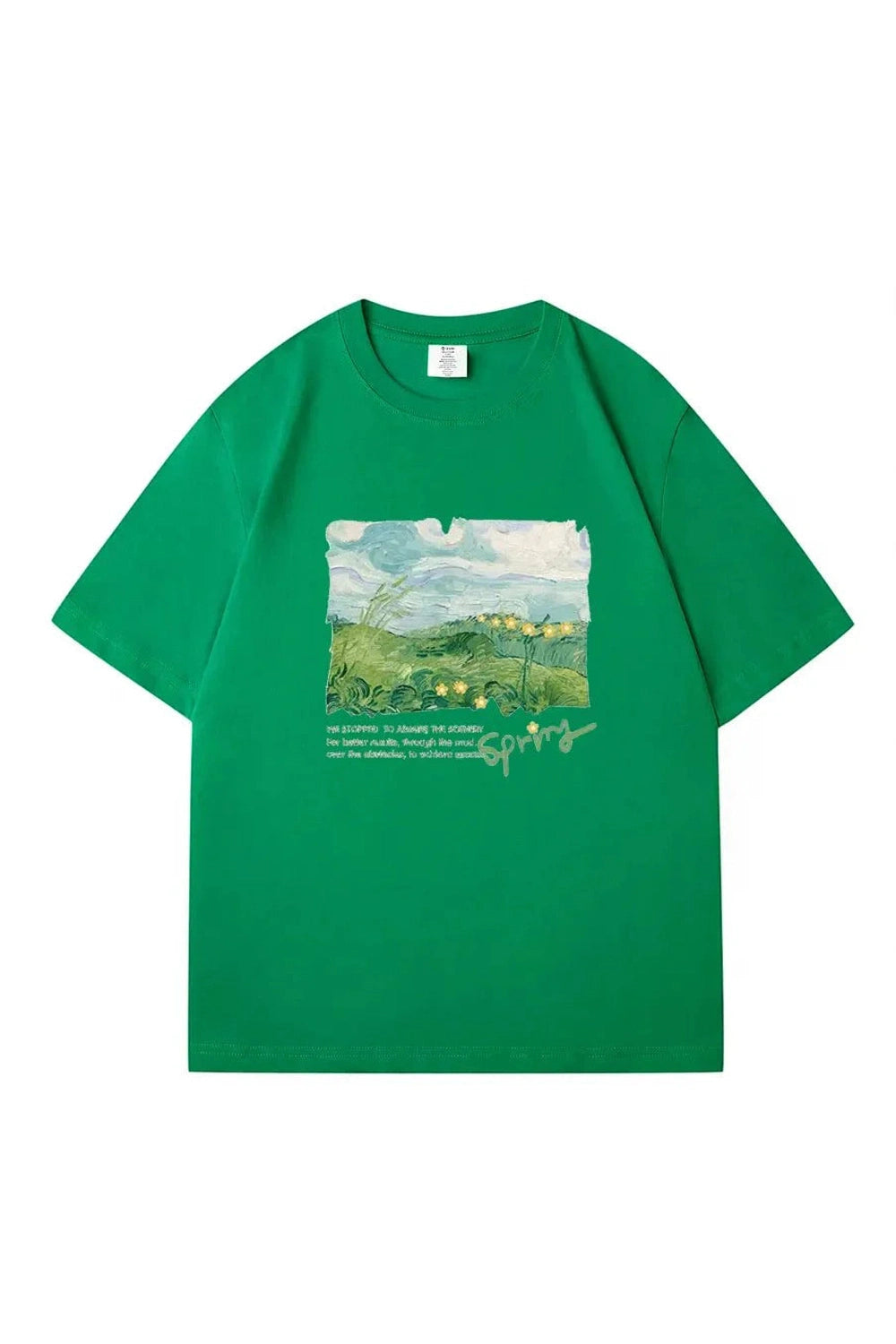 Y2k Green Print Oversized Street T-shirt
