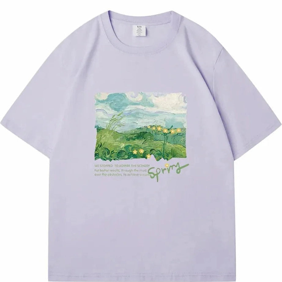 Y2k Green Print Oversized Street T-shirt