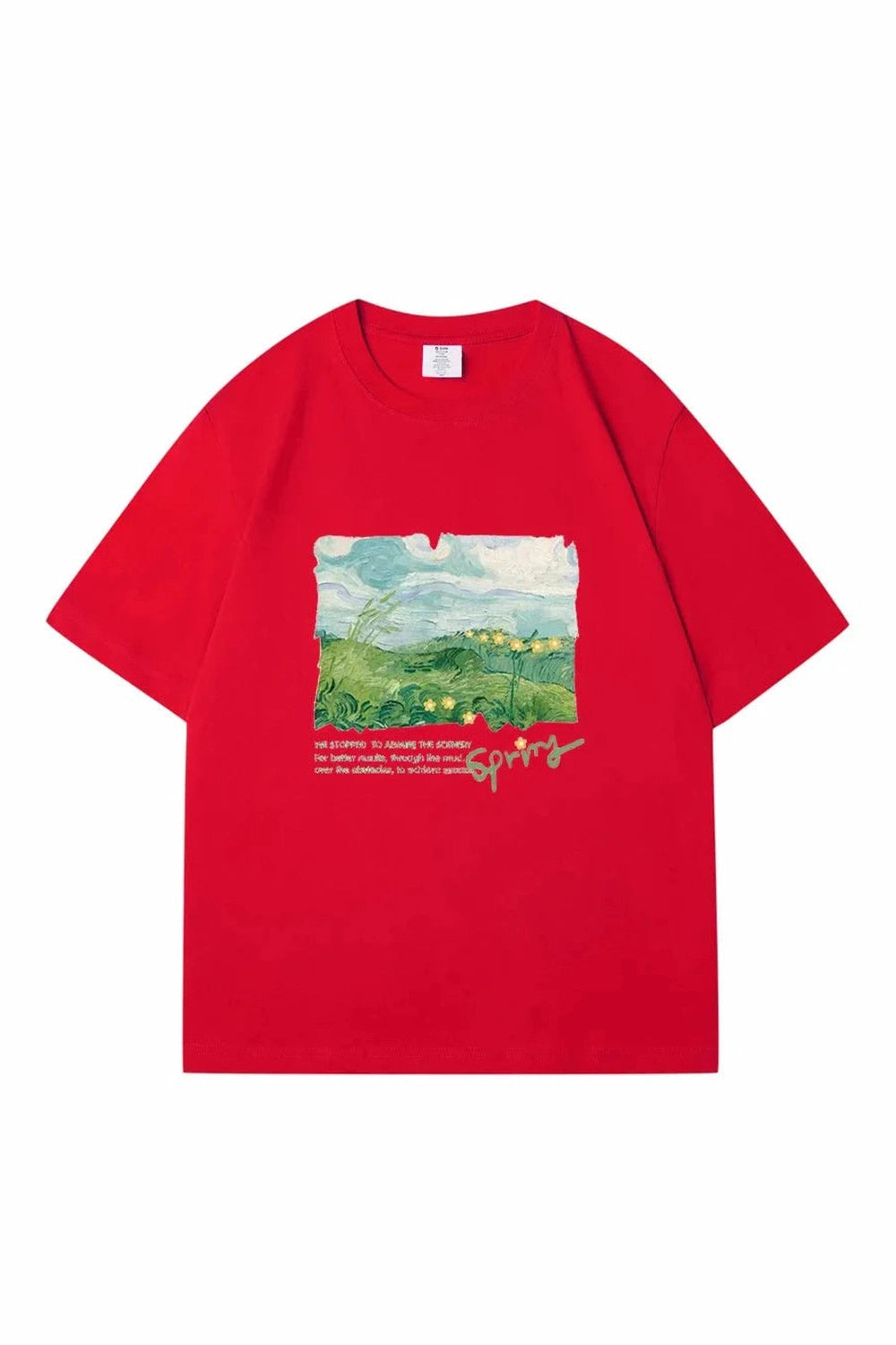 Y2k Green Print Oversized Street T-shirt