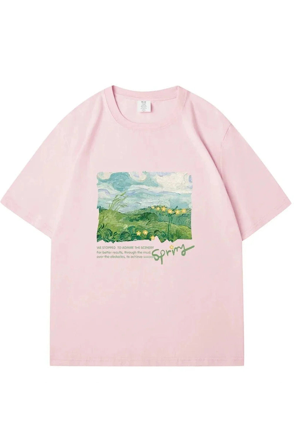 Y2k Green Print Oversized Street T-shirt